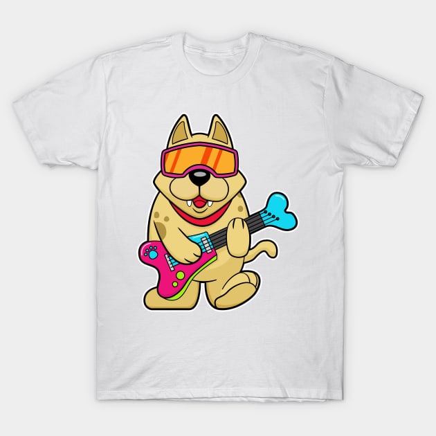 Dog as Musican with Guitar T-Shirt by Markus Schnabel